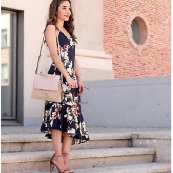 Zara Frilled Camisole Floral Slip Black dress S NWT BLOGGER'S FAVORITE - Picture 2 of 11